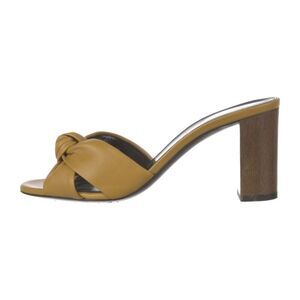 YVES SAINT LAURENT Bianca Lambskin knotted mule heel sandal safari yellow 38 YSL